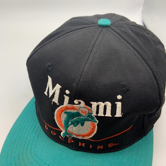 Vintage 90s Eastport Miami Dolphins Retro Logo Team NFL Snapback Hat Teal/Black - Picture 8 of 13